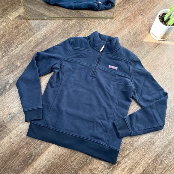 Navy Blue Vineyard vines Shep Quarter-Zip Knit Pullover Sweatshirt - Picture 2 of 6